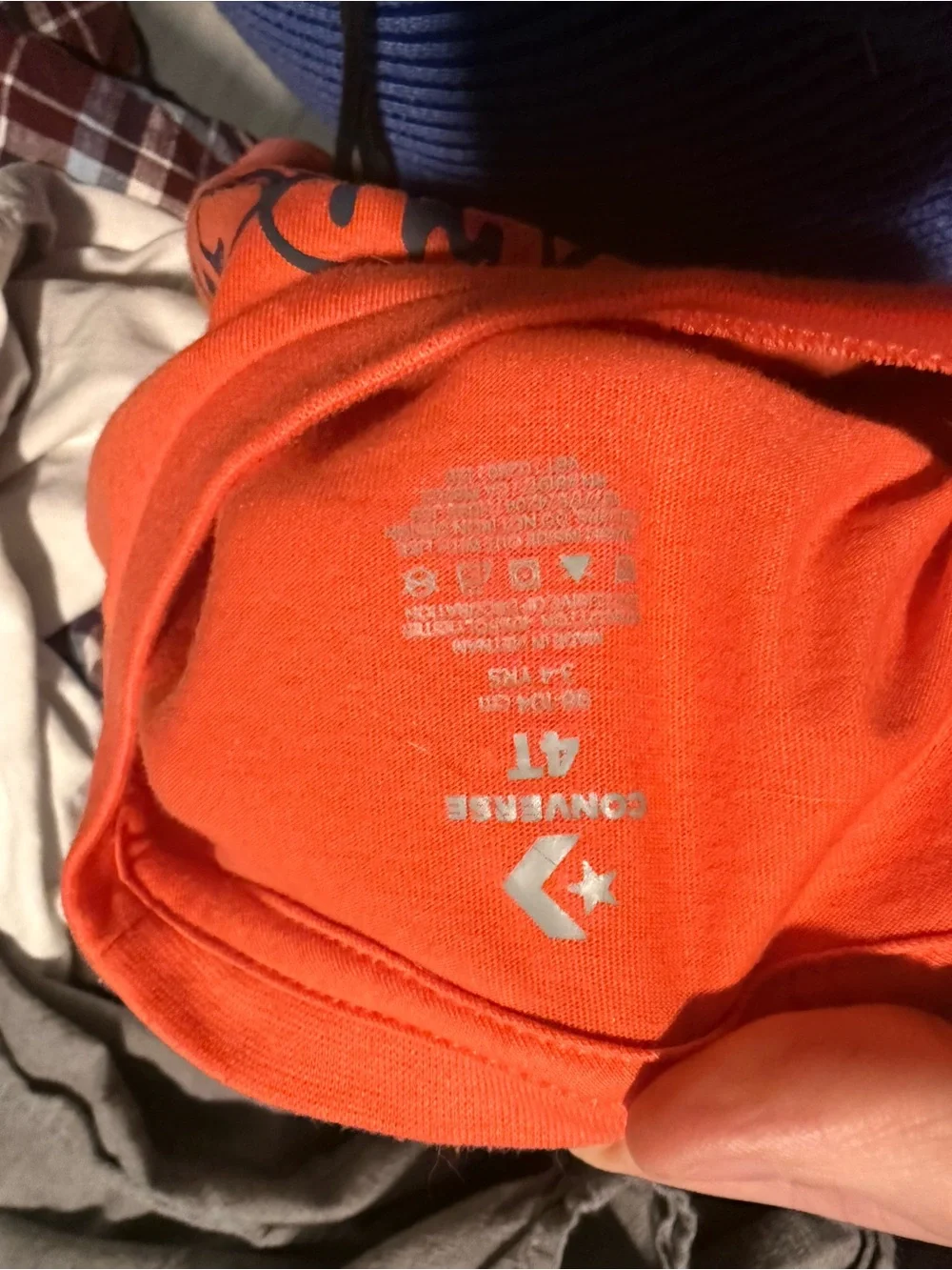 Converse All Star Boys Orange Graphic T-Shirt Blue High Top Sneakers Size 4T